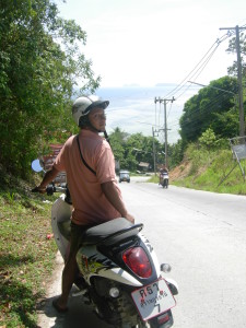 Me riding a rented scooter at Koh Phangan in Thailand