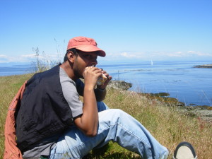 Sandwich lunch after a long walk, at Saturna Island, Canada