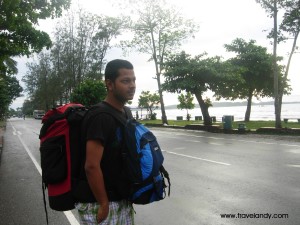 Me with my bags in Sri Lanka