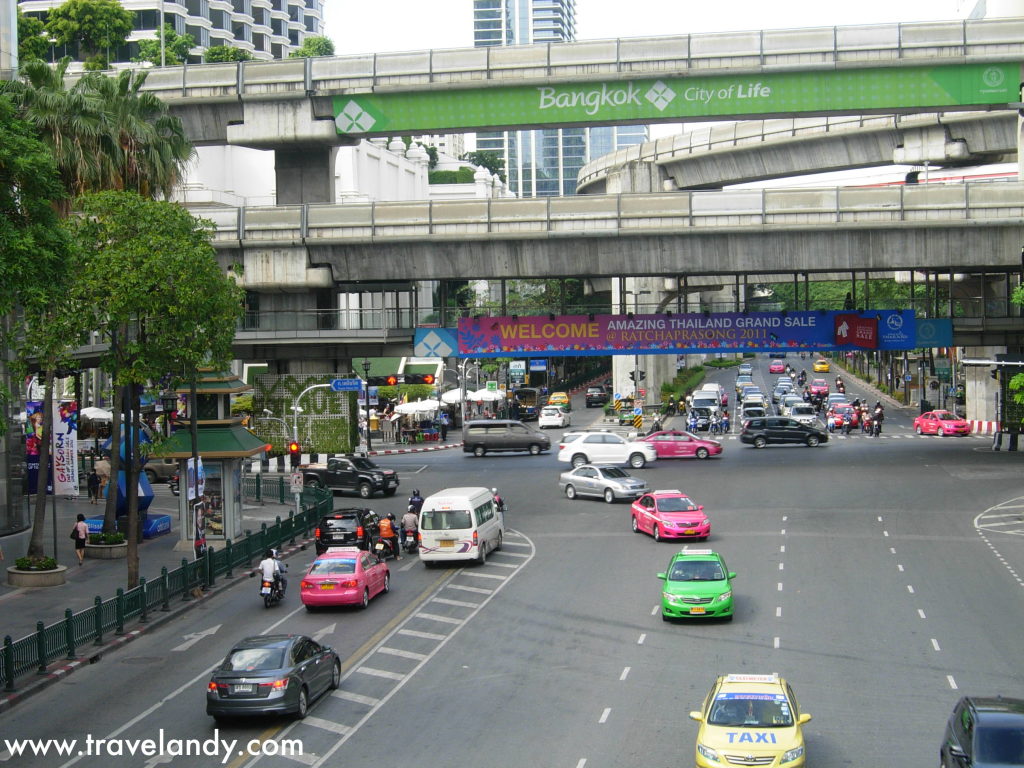 Colourful taxis in the busy city