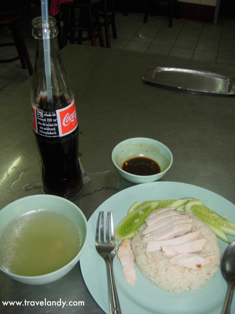 Kao man kai (rice with chicken) is my favourite meal in Bangkok