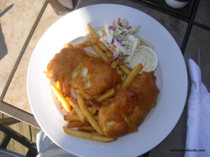 Fish and chips at the cafe/pub by the harbour