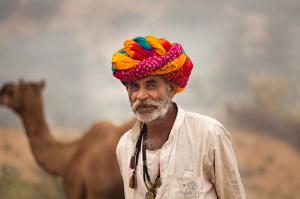 A Rajasthani man sports a colourful turban. Picture by Ankita Hazra