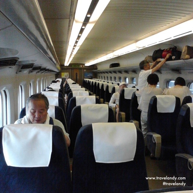 Inside the Shinkansen Nozomi Superexpress- not so much different from an airplane! This was on my day trip to Kobe