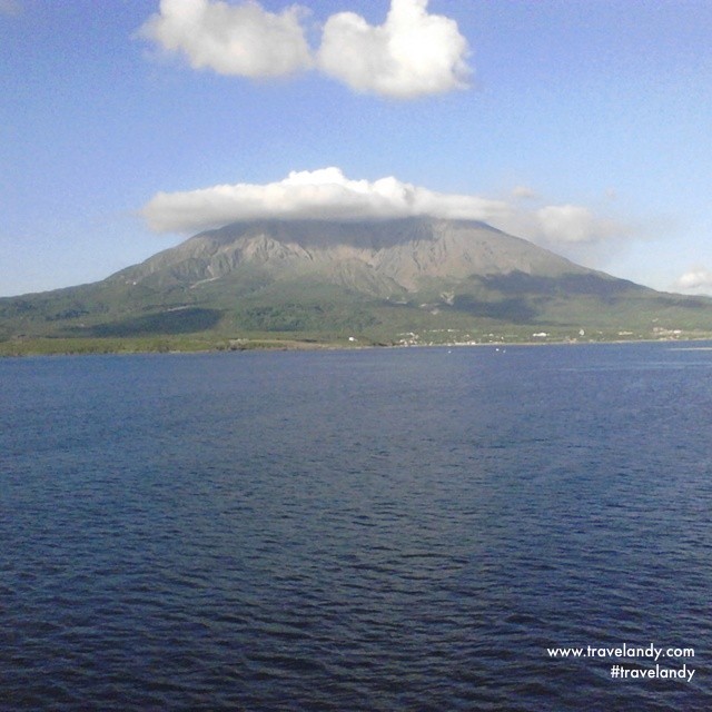 Sakurajima volcano from my ship deck on the way to Yoron