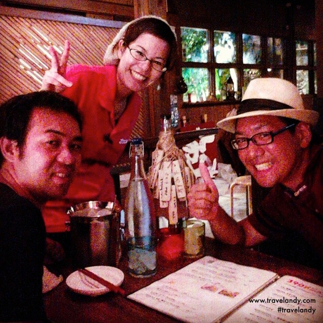 Free awamori (Okhinawi rice wine) at the restaurant in Naha. We like! 