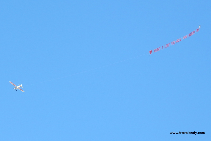 Over Mosman beach on Valentine's Day