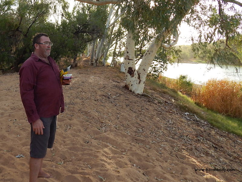 Mic shows us the river near his house in Carnarvon