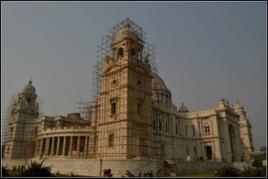 Renovation on at Victoria Memorial. Picture by Swagata Basu