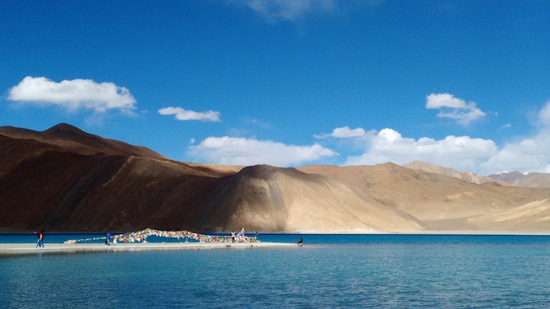 Pangong under a mostly blue sky. Picture by Swagata Basu