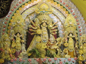 A traditional idol of Durga and her four children