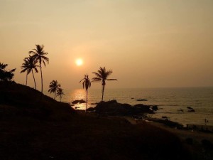 Sunset on Vagator beach.