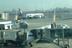 Jet Airways aircraft at the Mumbai airport