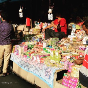 Temporary shops such as this one are set up to sell firecrackers ahead of Diwali in India