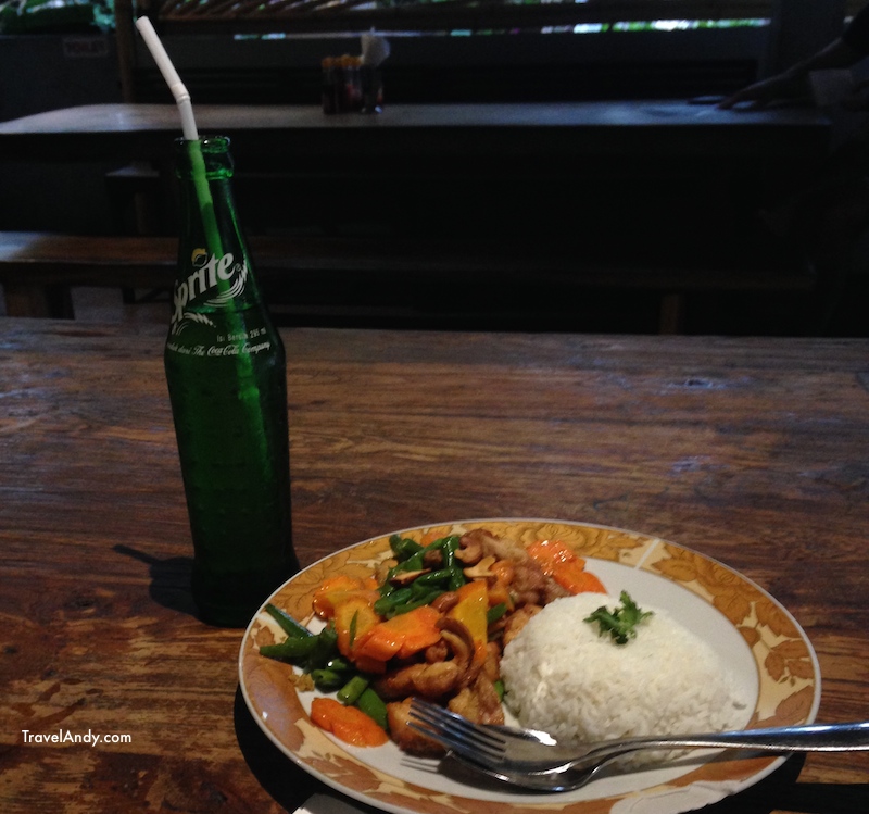 A meal like this one at a warung costs anywhere between IDR27,000-IDR45,000 depending on the place