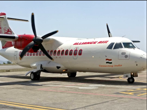 The Alliance Air aircraft at the Shimla airport on Wednesday. A special flight was organised for India's civil aviation minister and other officials a day ahead of the official inauguration of the flight. Picture: twitter.com/airindiain