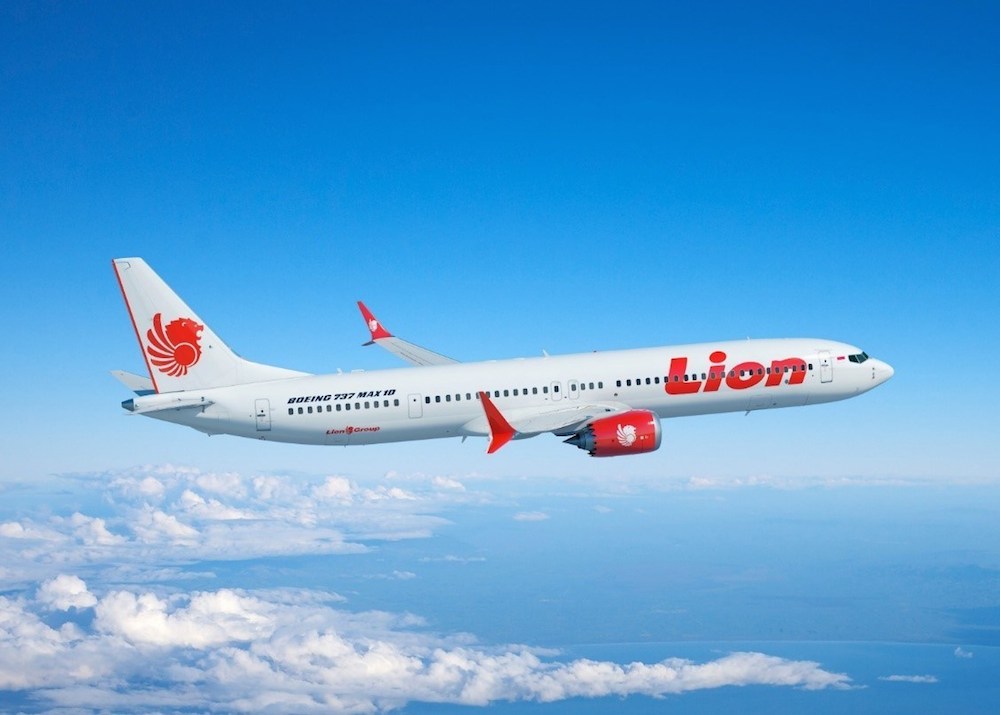 A Boeing 737 MAX aircraft in Lion Air livery.