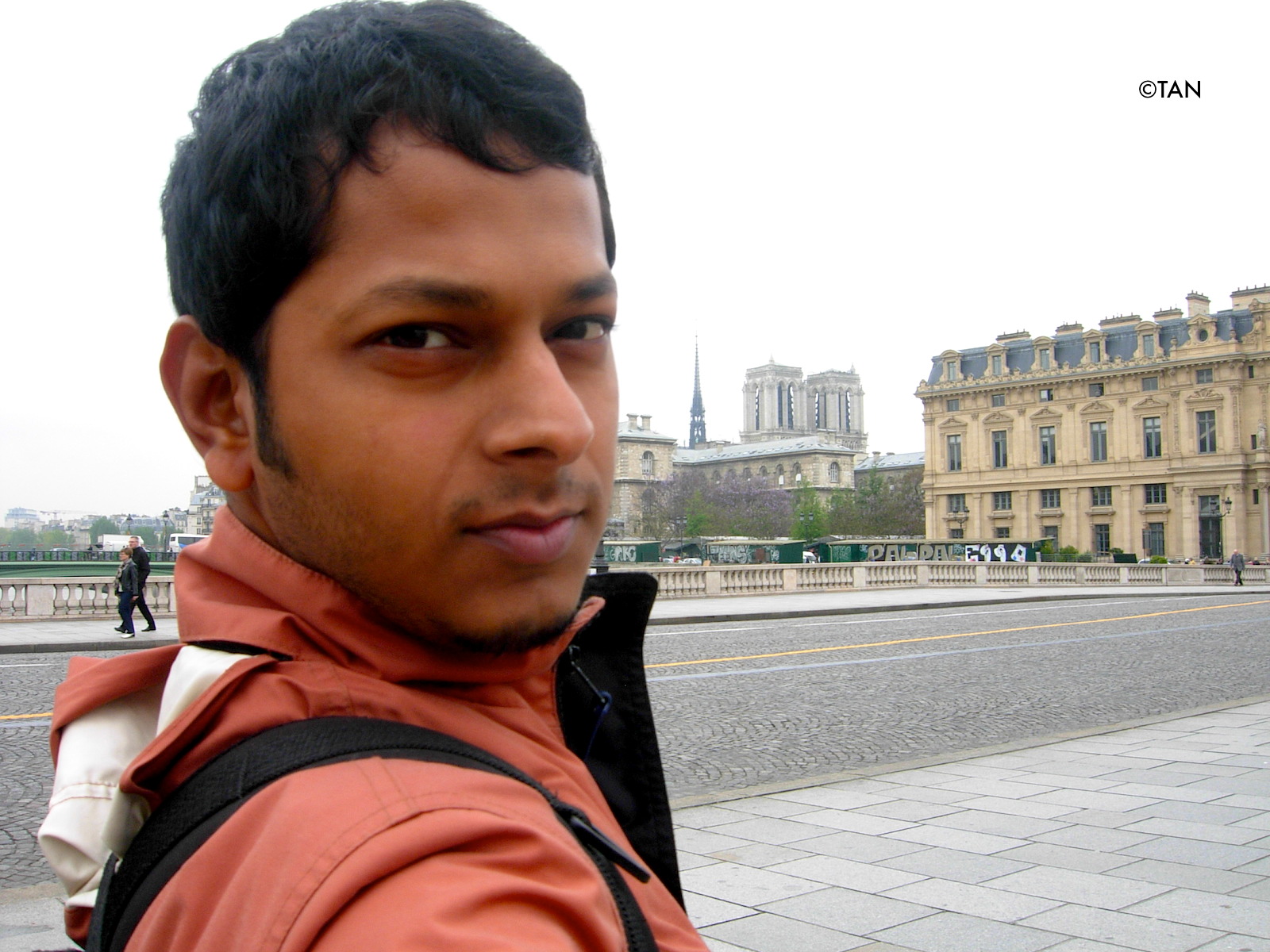 Selfie with the Notre-Dame cathedral in Paris