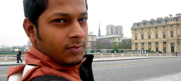 Selfie with the Notre-Dame cathedral in Paris